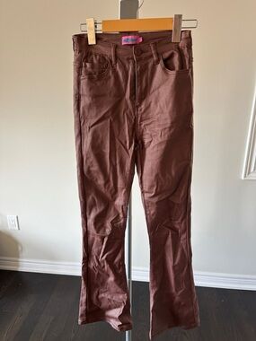 Edikted Luna Faux Leather Flare Jeans
